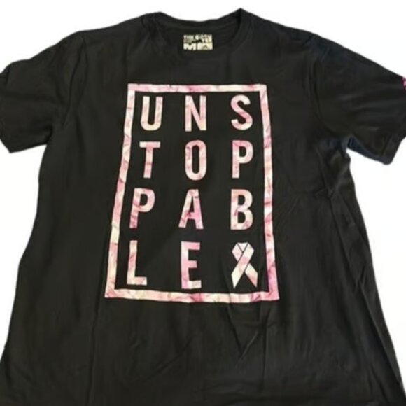 The Go To Tee Black Adidas Graphic Shirt Cancer Unstoppable Size Med EUC #M-044 - Picture 1 of 4